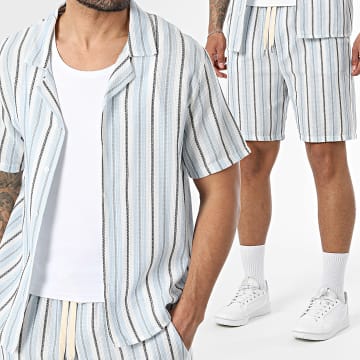 Uniplay - Tracksuit Short Sleeve Shirt And Jogger Short Striped 179 Light Blue White Black