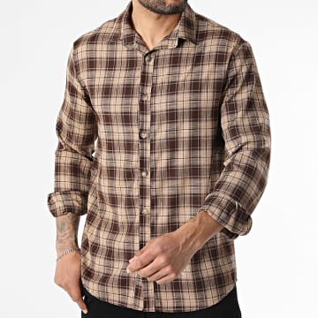 Uniplay - Long Sleeve Checked Shirt 225 Brown Beige