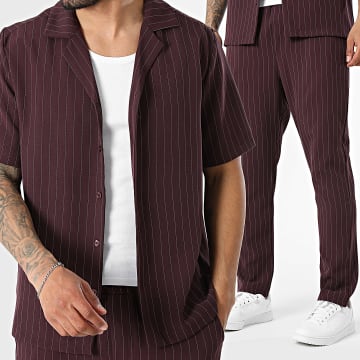 Uniplay - Ensemble Chemise Manches Courtes Et Pantalon Habillé A Rayures 221 Bordeaux