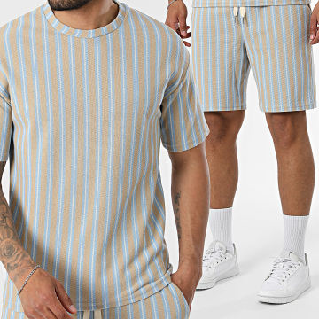 Uniplay - Tracksuit T-Shirts And Jogger Short Striped 214 217 Beige Light Blue
