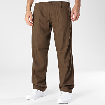 Uniplay - Pantalón Chino Efecto Lino 601 Marrón