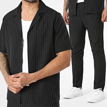 Uniplay - Conjunto Camisa de Manga Corta y Pantalón Elegante a Rayas 221 Negro