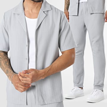 Uniplay - Ensemble Chemise Manches Courtes Et Pantalon Habillé A Rayures 221 Gris