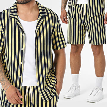 Uniplay - Tracksuit Short-Sleeve Shirt And Jogger Short Striped 213 217 Yellow Navy Blue