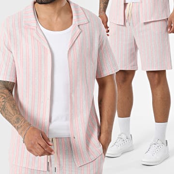 Uniplay - Tracksuit Short Sleeve Shirt And Jogger Short Striped 213 217 Pink Grey