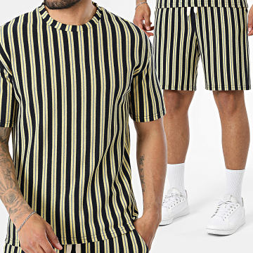 Uniplay - Tracksuit T-Shirts And Jogger Short Striped 214 217 Dark Navy Yellow