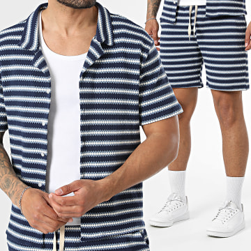 Uniplay - Tracksuit Short Sleeve Shirt And Striped Jogger Short 211 212 Navy Blue White