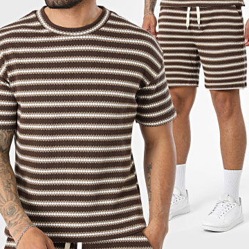 Uniplay - Tracksuit T-Shirts And Jogger Short Striped 210 212 Brown Beige White