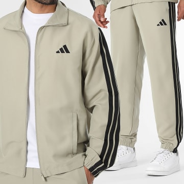 Adidas Sportkleding - Trainingspak 3 Stripes JY7720 Donker Beige Zwart