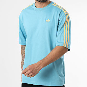 Adidas Originals - T-Shirt Oversize Met Strepen 3 Stripes KE1588 Lichtblauw Geel