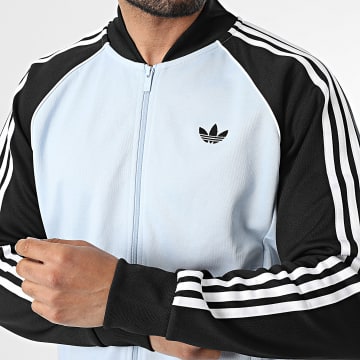 Adidas Originals - Veste Zippée A Bandes SST KE2409 Bleu Clair Noir