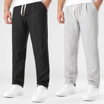 LBO - Set Aus 2 Leichten Leinenhosen 1722 1732 Schwarz Grau