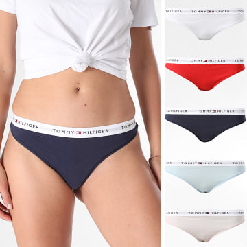 Tommy Hilfiger - Lot De 5 Strings Femme 6344 Blanc Rose Clair Bleu Clair Rouge Bleu Marine