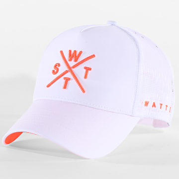 Watts - Boné Trucker Tribe Branco Laranja Fluorescente