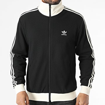 Adidas Originals - Jacke Mit Reißverschluss Mit Texturierten Waffelbändern JW0110 Schwarz Beige