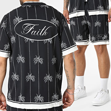 KZR - Conjunto Camisa Manga Curta E Calção de treino 309 Preto Branco