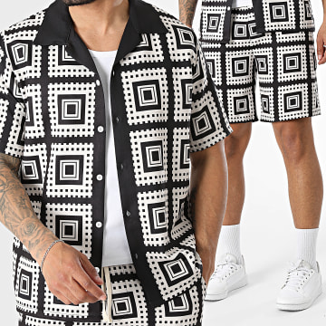 KZR - Conjunto Camisa Manga Curta E Calção de treino 214 Preto Bege