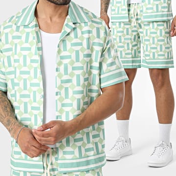 KZR - Conjunto Camisa de mangas curtas e Calção de treino 237 Verde Bege Claro