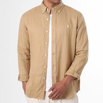 Polo Ralph Lauren - Camisa Manga Larga Slim Fit Original Player Beige Oscuro