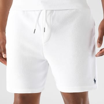 Polo Ralph Lauren - Short Jogging Tissu Eponge Original Player Blanc Bleu Marine