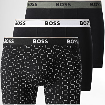 BOSS - Pack de 3 Boxers Power 50554438 Negro Blanco Verde Kaki