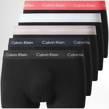 Calvin Klein - Pack di 5 Boxer NB2734A Nero Blu Navy Blu Chiaro Rosso Beige