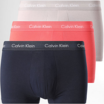 Calvin Klein - Pack di 3 Boxer Cotone Elasticizzato U2664G Blu Navy Beige Rosso