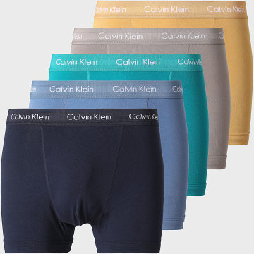 Calvin Klein - Pack di 5 Boxer NB2877A Blu Navy Blu Chiaro Turchese Giallo Tortora