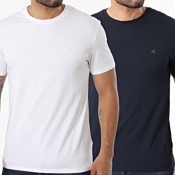 Calvin Klein - Pack de 2 Camisetas Slim LD245G Blanco Azul Marino