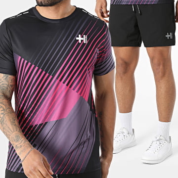 Helvetica - Tracksuit Tee Shirt And Jogger Short Dyso 12 19 Black Purple Pink