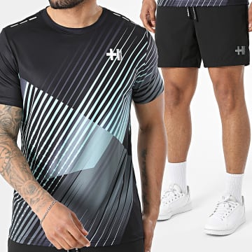 Helvetica - Tracksuit Tee Shirt And Jogger Short Dyso 12 19 Black Grey Turquoise