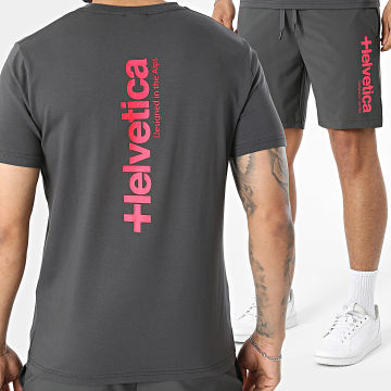 Helvetica - Completo T-Shirt e Pantaloncino da jogging Oslo 12 19 Grigio Antracite Rosa