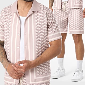 KZR - Conjunto Camisa Manga Curta E Calção de treino 254 Bege