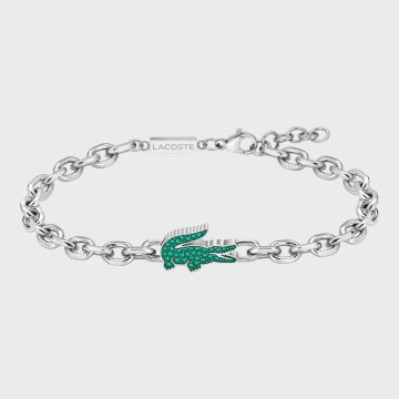 Lacoste - Bracciale Arthor Strass Argento Verde
