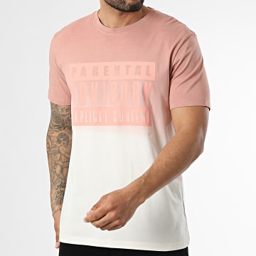 Parental Advisory - T-Shirt Big Front Logo Beige Rosa Farbverlauf