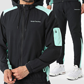 Sergio Tacchini - Completo di tuta Arcata 41449 41450 Nero Verde Turchese