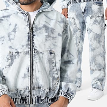 Uniplay - Ensemble Veste Jean Capuche Zippée Et Jean Regular Fit 88A Bleu Clair
