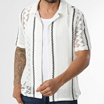 Uniplay - Chemise Manches Courtes Crochet 126 Blanc Noir