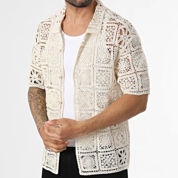 Uniplay - Chemise Manches Courtes Crochet En Lin 232 Beige