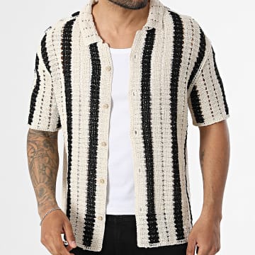 Uniplay - Chemise Manches Courtes Crochet En Lin 233 Beige Noir