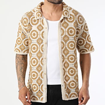 Uniplay - Chemise Manches Courtes Crochet En Lin 235 Beige Camel