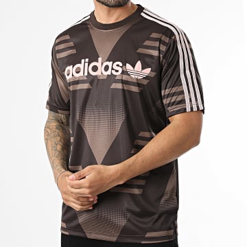 Adidas Originals - T-Shirt A Bande Loose Sponsored Jersey KC6429 Marrone Rosa