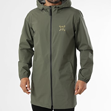 One Piece - Coupe-Vent Capuche Patch Or Vert Kaki