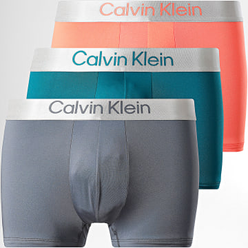 Calvin Klein - Pack di 3 boxer NB4269 Grigio Antracite Verde Bottiglia Arancione
