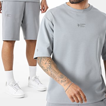 Comme Des Loups - Completo T-Shirt Oversize E Pantaloncino Da Jogging Japan Grigio