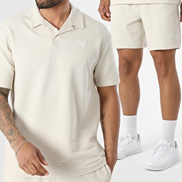 Puma - Tracksuit Short Sleeve Polo And Jogger Short Essential Elevated 692560 692057 Beige