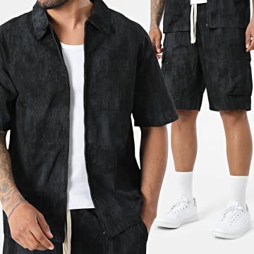 Uniplay - Tracksuit Shirt Short Sleeve And Cargo Short 156 Black Anthracite Grey