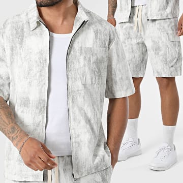 Uniplay - Tracksuit Shirt Short Sleeve And Cargo Short 156 White Grey