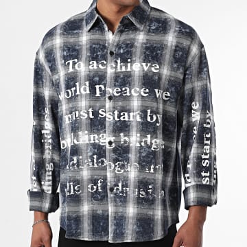 Uniplay - Long Sleeve Checked Shirt 372 Navy Blue White