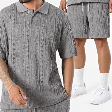 Uniplay - Tracksuit Polo Short Sleeve And Textured Jogger Short 56A Grey